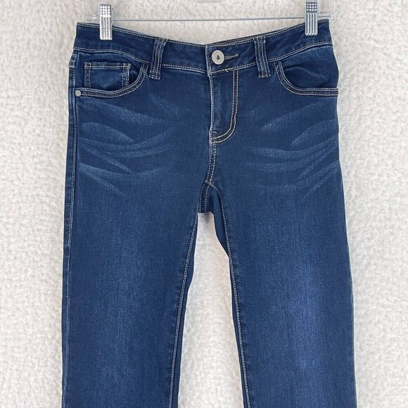 CAbi Blue Denim Dark Wash Skinny Leg Jeans Womens Low Rise Stretch Size 4 - Picture 2 of 16
